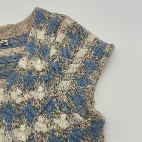 Charlie & Robin Med Anthropologie Blue Wool Blend Snap Button Up Knit cardigan - Picture 5 of 10